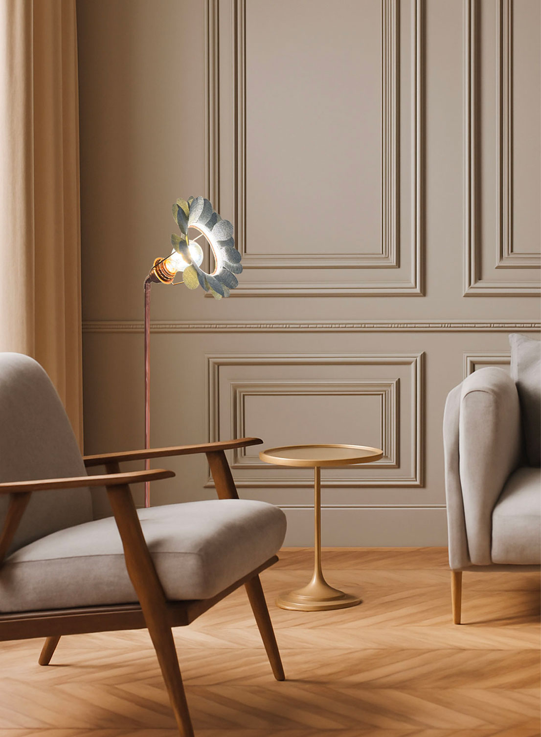 Lampadaire design haut de gamme, création artisanale française pour séjour
